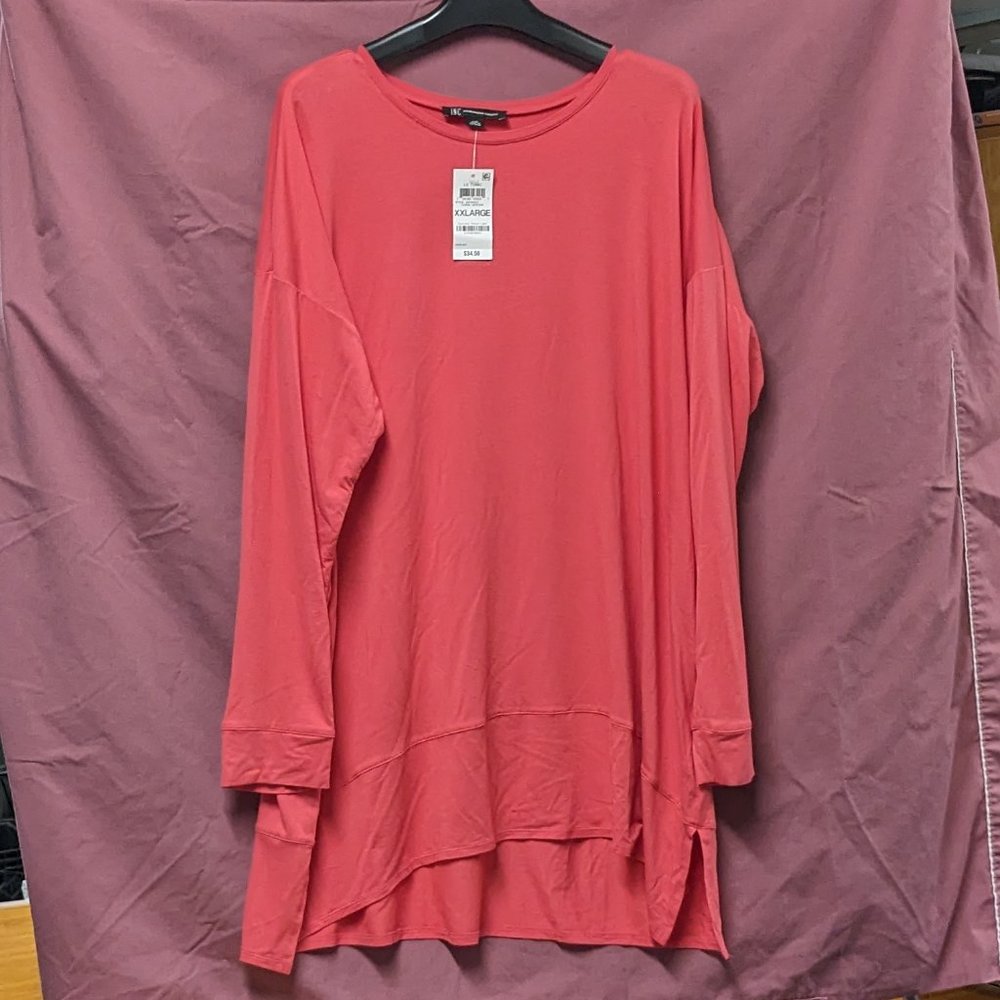 INC International Concepts Tunic - Coral Lipstick, NWT